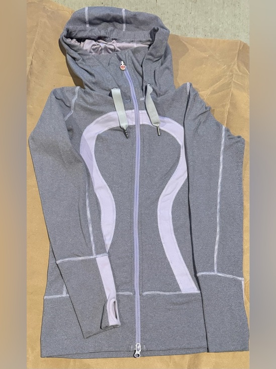 lululemon athletica Jackets & Blazers - Lululemon Stride Jacket Brushed Lilac Coal Wee Stripe Size 4 Full Zip Hoodie EUC